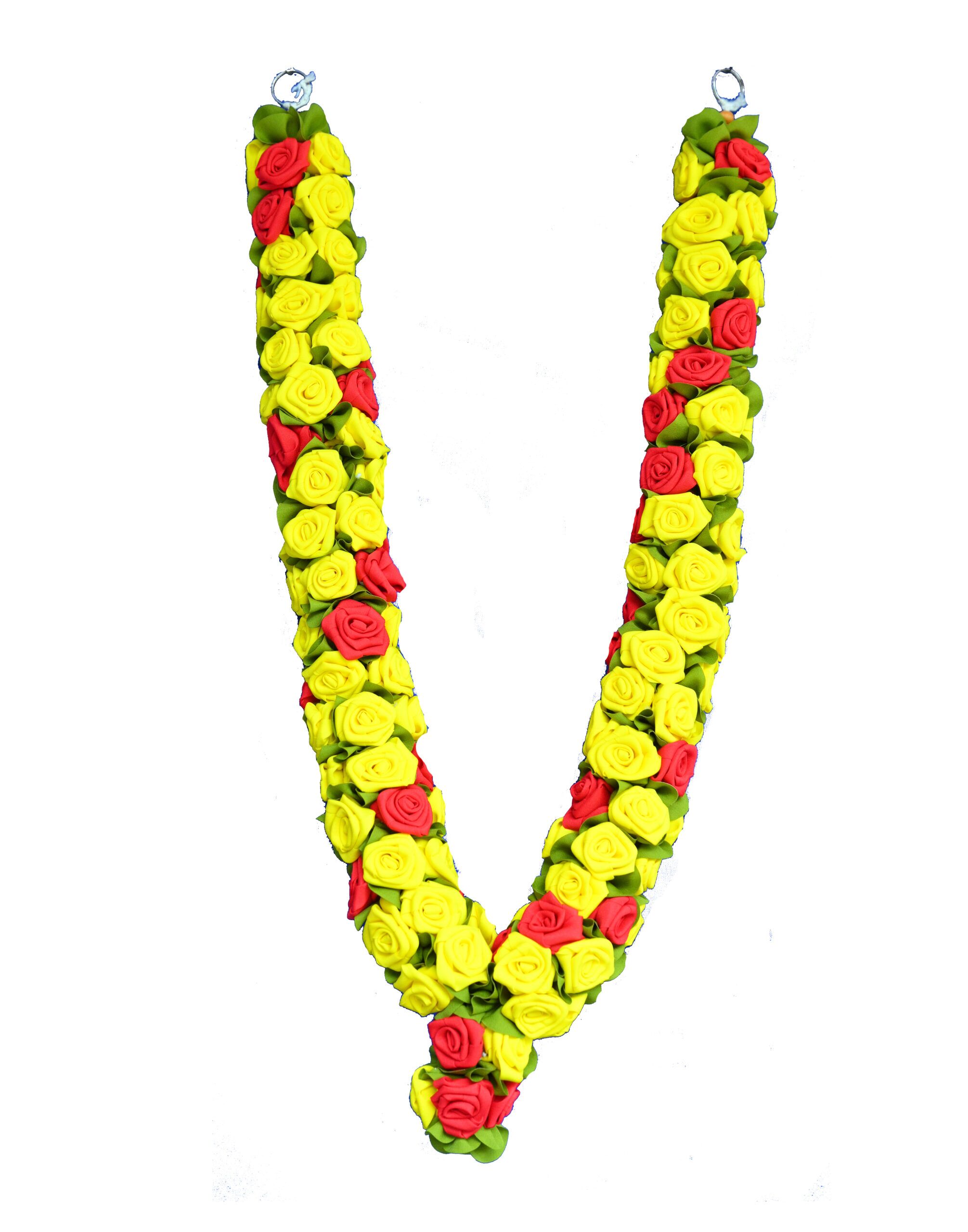 C nuw Full Yellow Roses, Alternatively Red Roses Artifical Fabric graland,Garland for God Photo Frame,Artificial Mala for Photo, Artifical mala for Photo Frame, Wedding Garland, Artifical Garland,