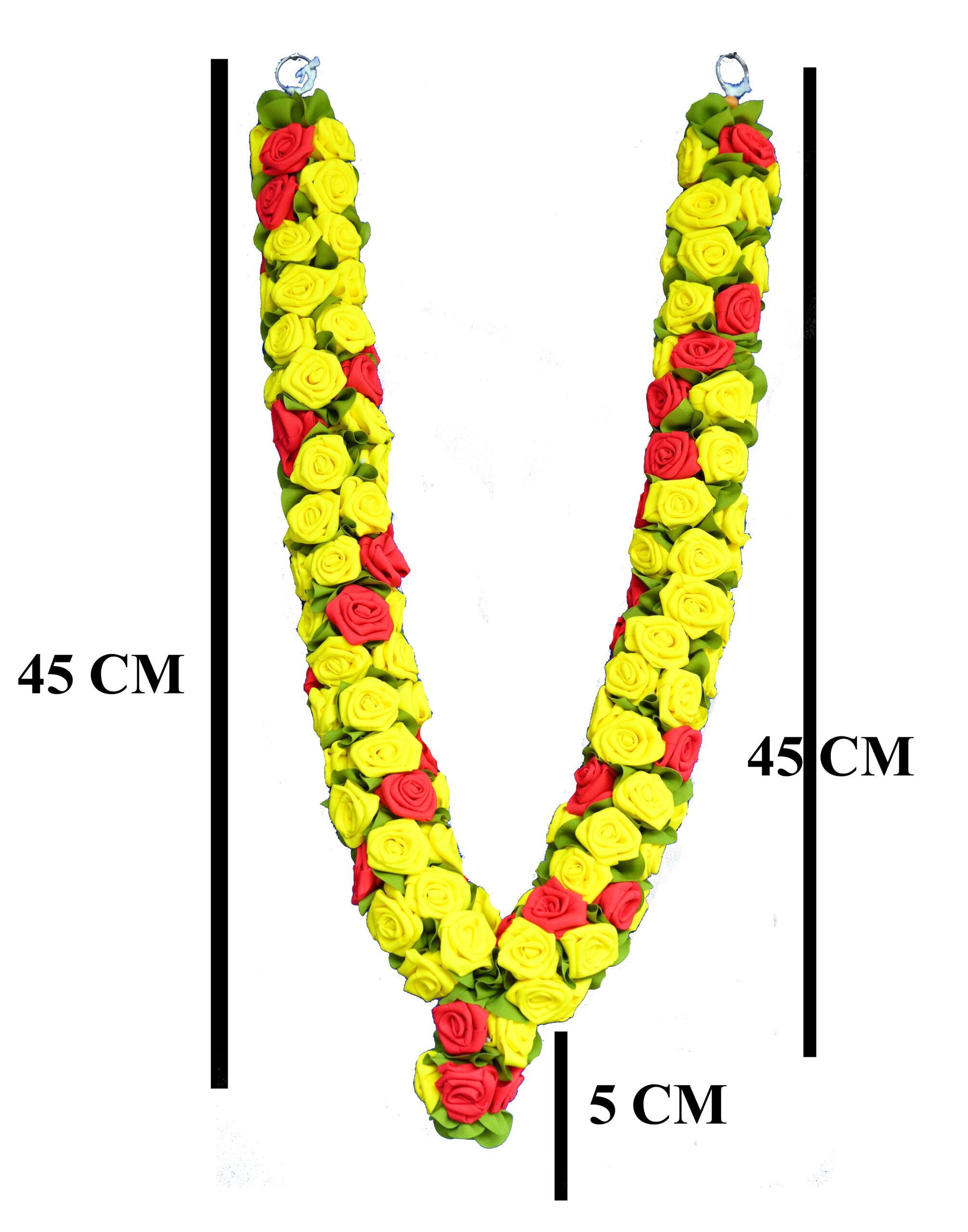 C nuw Full Yellow Roses, Alternatively Red Roses Artifical Fabric graland,Garland for God Photo Frame,Artificial Mala for Photo, Artifical mala for Photo Frame, Wedding Garland, Artifical Garland, - Image 2