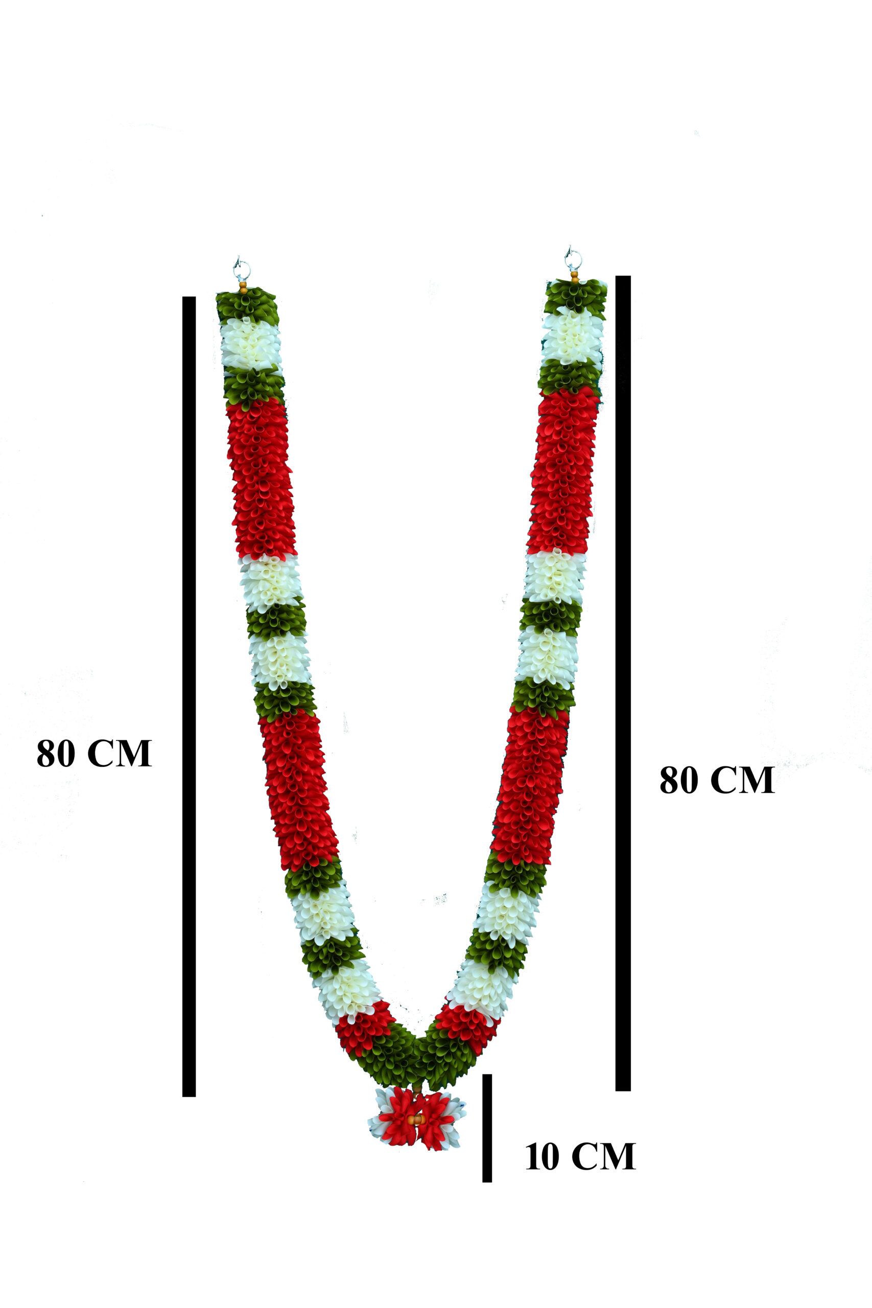 C nuw garland with middle jawla garland, Mala for Photos,WG3, Frame Decoration flowers,Handmade with wooden beadsand fabric (Green,White,Green,Red) - Image 2