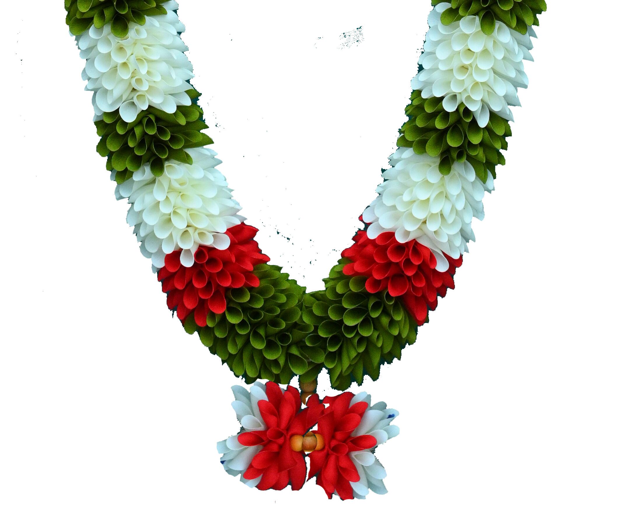 C nuw garland with middle jawla garland, Mala for Photos,WG3, Frame Decoration flowers,Handmade with wooden beadsand fabric (Green,White,Green,Red) - Image 4