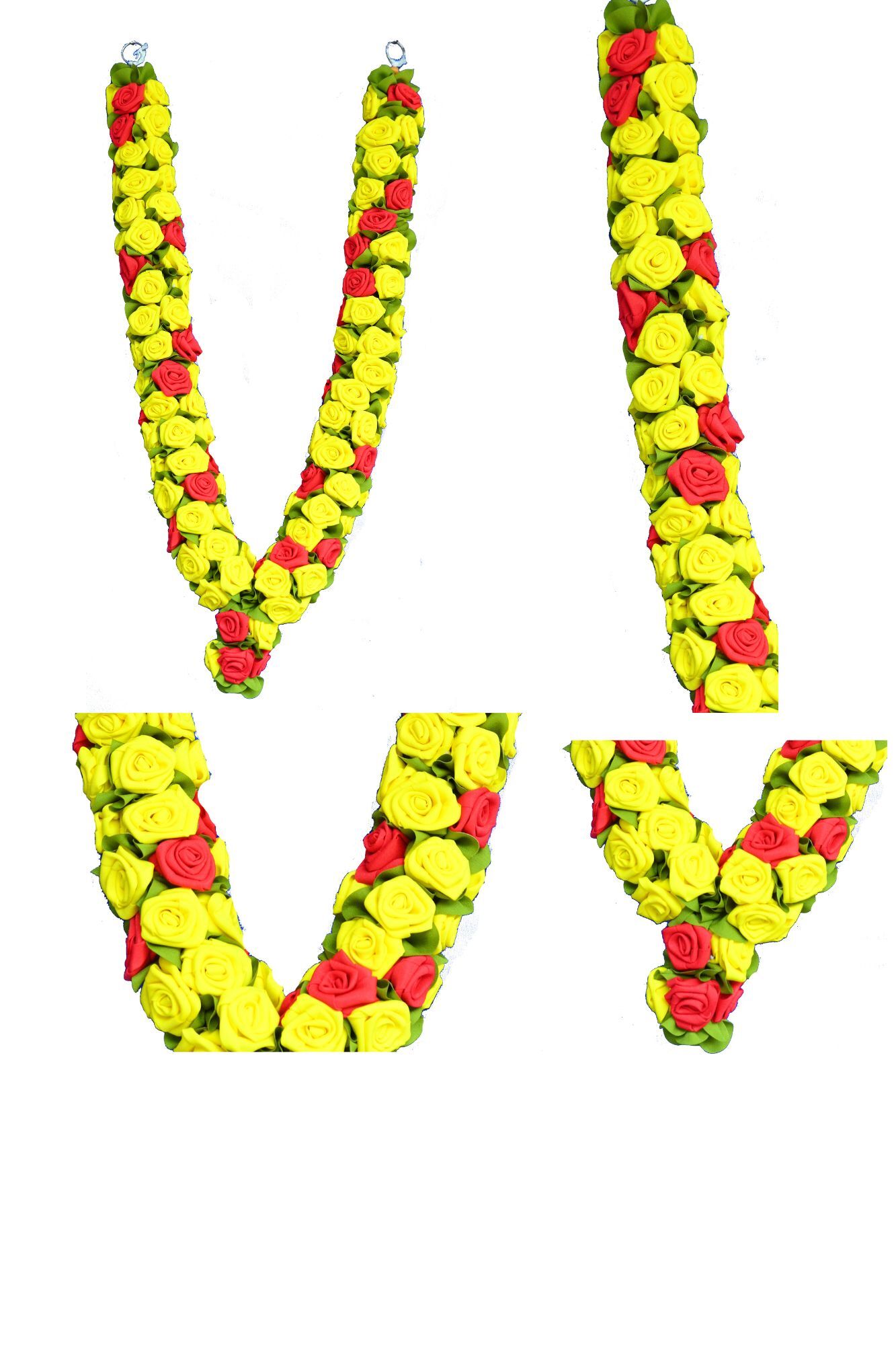 C nuw Full Yellow Roses, Alternatively Red Roses Artifical Fabric graland,Garland for God Photo Frame,Artificial Mala for Photo, Artifical mala for Photo Frame, Wedding Garland, Artifical Garland, - Image 4