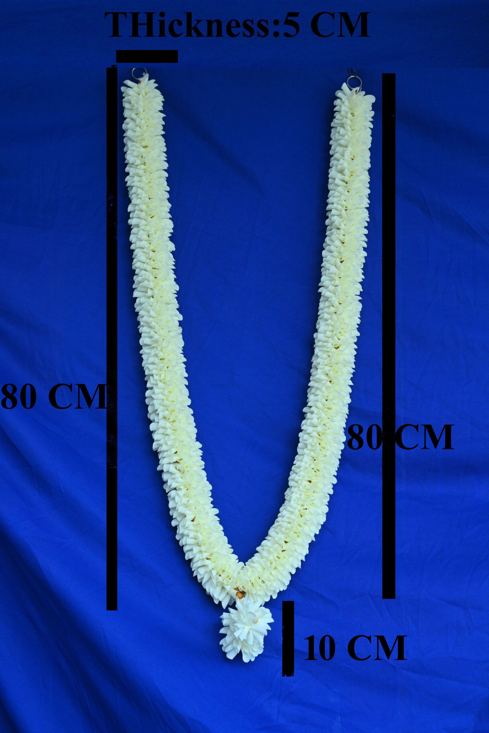 C nuw White garlandwith Middle jawla Garland, Mala for Photos,Artificial Mala for Photo,Garland for God Photo Frame Decoration Flowers,Handmad with Wooden Beads (White) - Image 2