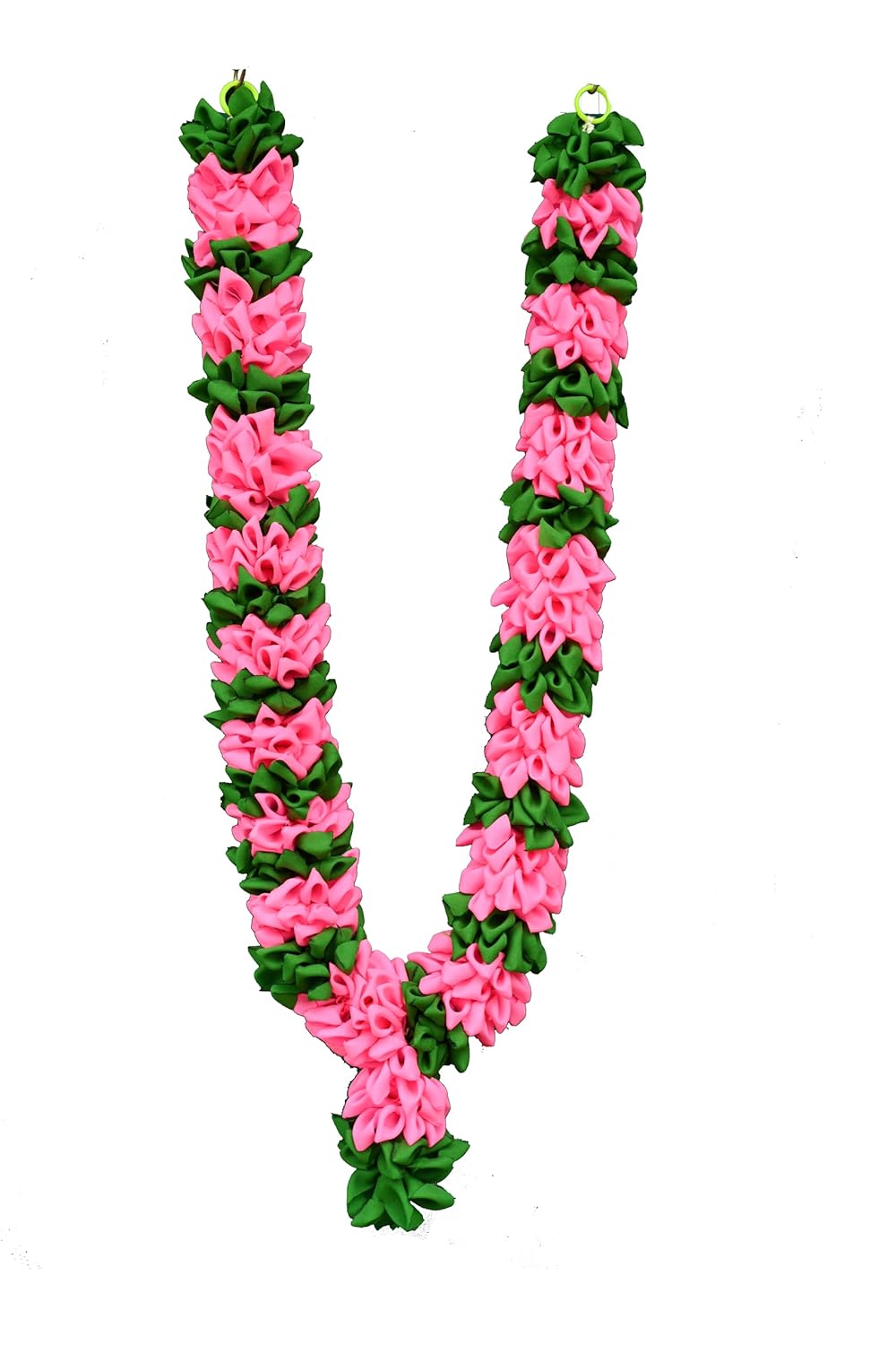 C nuw pink,green garland,fabric garland,Artifical Mala for Photos, Mala for Photo,Garland for God Photo Frame,Artificial garland,Decorative garland,Synthetic garland